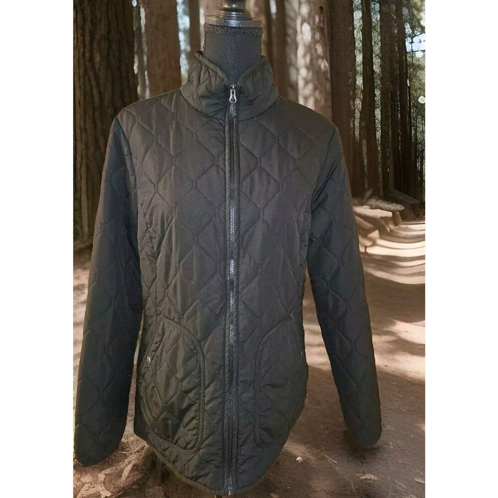 Women's Eddie Bauer Jacket Medium Black Quilted Lightweight Packable
